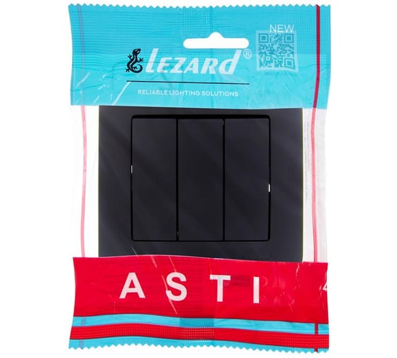 Выключатель тройной Lezard ASTI  чёрный бархат 7081-4242-109
