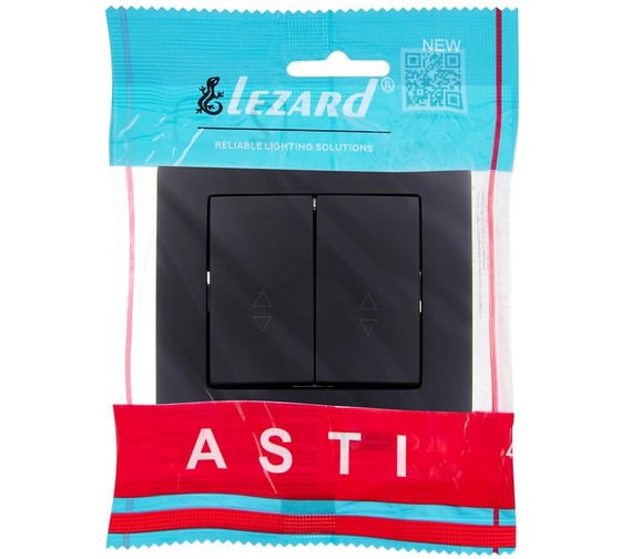 Выключатель проходной Lezard ASTI двойной чёрный бархат 7081-4242-106