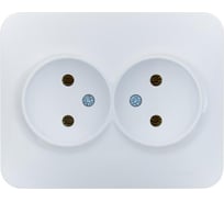 Розетка двойная Lezard ASTI без заземления, ПБТ, белая 7081-0200-128B