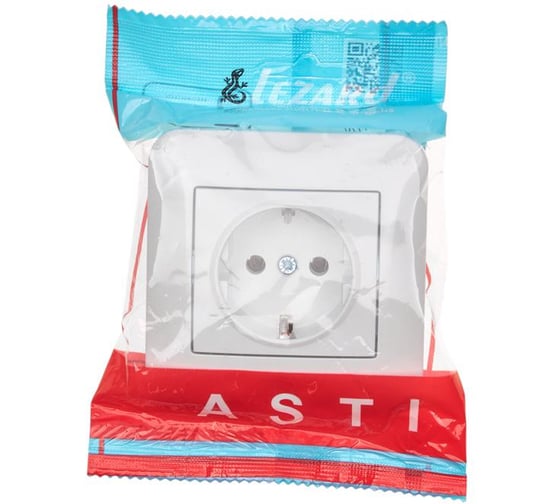 Розетка Lezard ASTI с заземлением, ПБТ, белая 7081-0202-122B