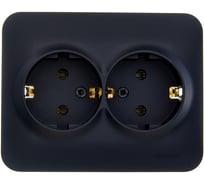 Розетка двойная Lezard ASTI с заземлением, ПБТ, чёрный бархат 7081-4200-127B