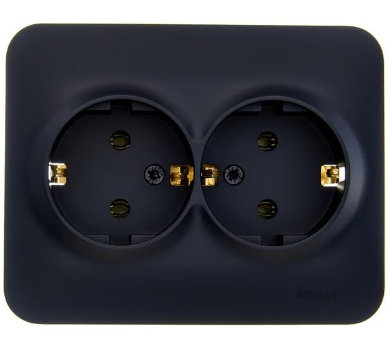 Розетка двойная Lezard ASTI с заземлением, ПБТ, чёрный бархат 7081-4200-127B 1