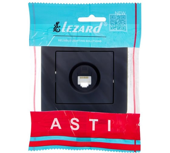 Розетка компьютерная Lezard ASTI чёрный бархат 7081-4242-139