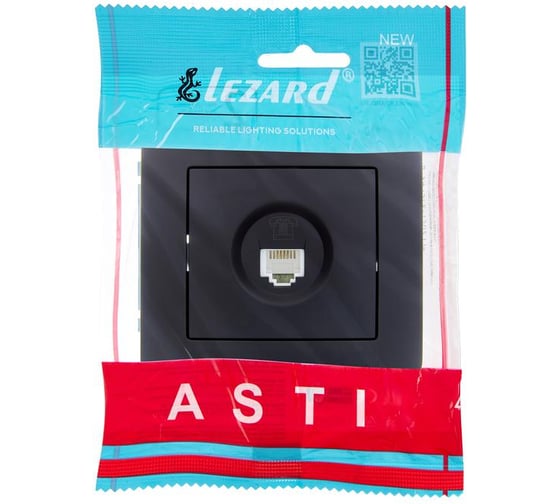 Розетка телефонная Lezard ASTI евро чёрный бархат 7081-4242-137