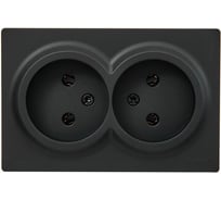 Розетка двойная Lezard LETO без заземления, закрытый корпус ПБТ, чёрный бархат 752-4200-128B