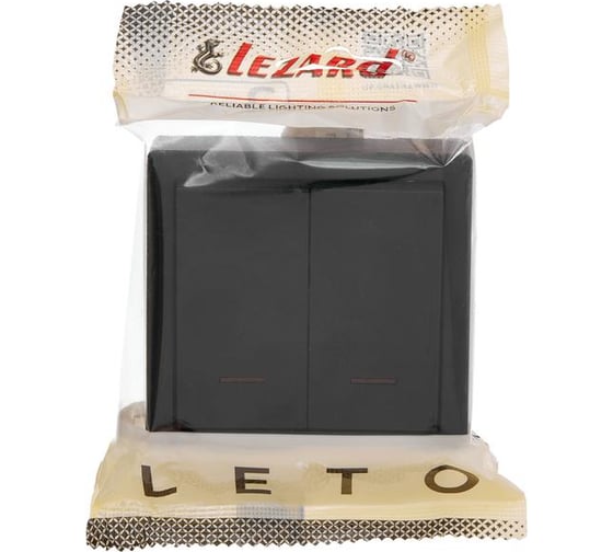 Выключатель двойной с подсветкой Lezard LETO чёрный бархат 752-4200-112