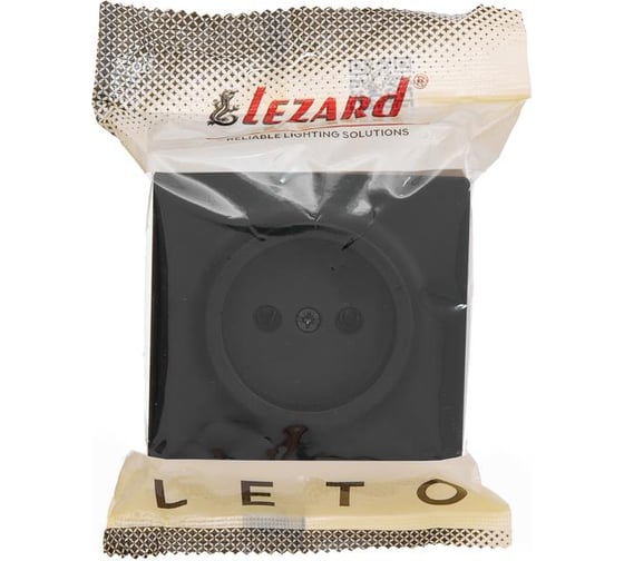 Розетка Lezard LETO без заземления, ПБТ, чёрный бархат 752-4200-121B
