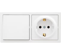 Выключатель и розетка Lezard LETO с заземлением, белый, горизонтальный 752-0200-170BAP
