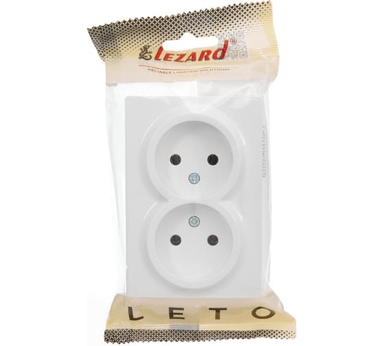 Розетка двойная Lezard LETO без заземления, закрытый корпус ПБТ, белый 752-0200-128B