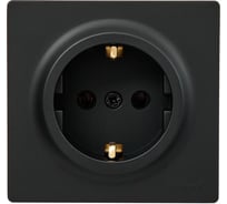 Розетка Lezard LETO с заземлением, ПБТ, чёрный бархат 752-4200-122B