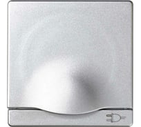 Накладка с крышкой и защитными шторками для двухполюсной розетки с заземлением Simon, S82 Detail алюминий 82090-93