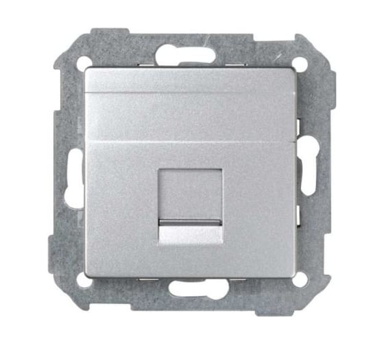Адаптер Simon со шторками на 1 коннектор UTP RJ45, FTP RJ45, RJ12, AMP, S82 Detail алюминий 82005-93