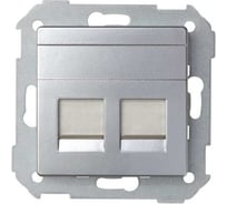 Адаптер Simon со шторками на 2 коннектора UTP RJ45, FTP RJ45, RJ12, AMP, S82, S82N алюминий 82006-33