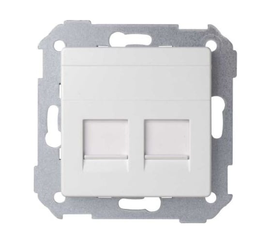 Адаптер Simon со шторками на 2 коннектора UTP RJ45, FTP RJ45, RJ12, AMP, S82, S82N белый 82006-30