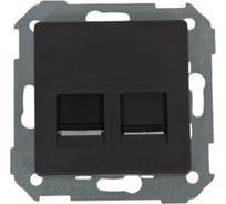 Адаптер Simon со шторками на 2 коннектора UTP RJ45, FTP RJ45, RJ12, AMP, S82, S82N графит 82006-38