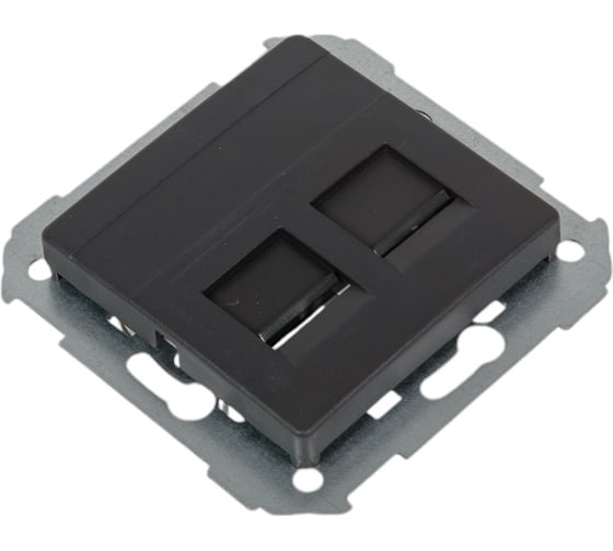 Адаптер Simon со шторками на 2 коннектора UTP RJ45, FTP RJ45, RJ12, AMP, S82, S82N графит 82006-38