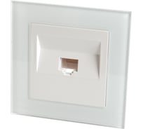 Компьютерная 1-местная розетка STEKKER RJ-45, серия Катрин, со стеклянной рамкой, GLS00-7007-01, белый 39170