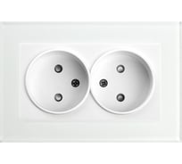 Электрическая 2-местная розетка STEKKER без заземления, серия Катрин, со стеклянной рамкой, GLS10-7013-01, белый 39168