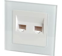 Компьютерная 2-местная розетка STEKKER RJ-45, серия Катрин, со стеклянной рамкой, GLS00-7006-01, белый 39246