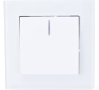 Электрический 1-клавишный выключатель STEKKER с индикатором, серия Катрин, со стеклянной рамкой, белый 39162