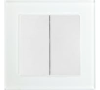 Электрический 2-клавишный выключатель STEKKER серия Катрин, со стеклянной рамкой, GLS10-7004-01, белый 39165