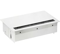 Врезной розеточный блок с крышкой Simon, ввод щетка, 1x2PE, 4 модуля, белый, 400 44501000-130