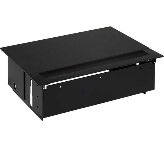 Врезной розеточный блок с крышкой Simon, ввод щетка, 2x2PE, 2xUSB устройства, 1 модуль черный, S400 44422000-138