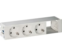 Врезной розеточный блок с крышкой Simon, ввод щетка, 3x2PE, 1 пустое отверстие, алюминий, 400 44403000-133