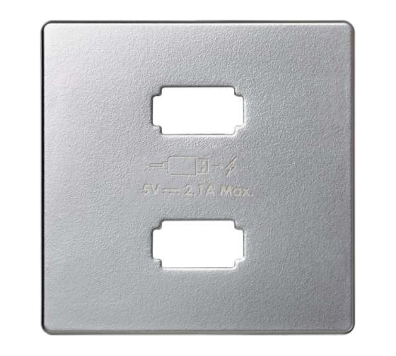 Накладка для зарядного устройства Simon 2хUSB, S82, S82N, алюминий 8211096-033 1