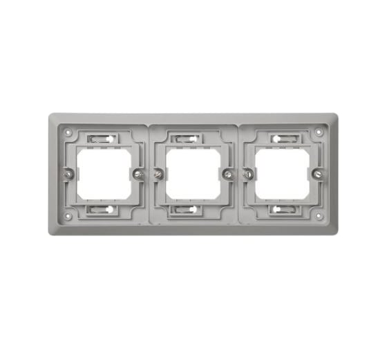 Основание под 3-местную рамку Simon, IP55, скрытый монтаж, 246х104мм, S44 Aqua, серый 4400630-035 1
