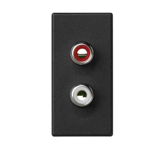 Плата с 2-мя разъёмами RCA audio Simon, 1/2 К45, винтовой зажим, тюльпаны, графит K101B-14