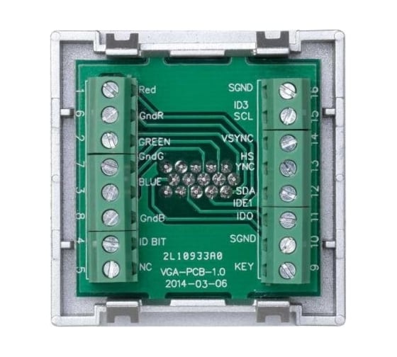 Плата с разъёмом VGA Simon, D-sub, 15 pin, К45, винтовой зажим, мама, алюминий K100B-8