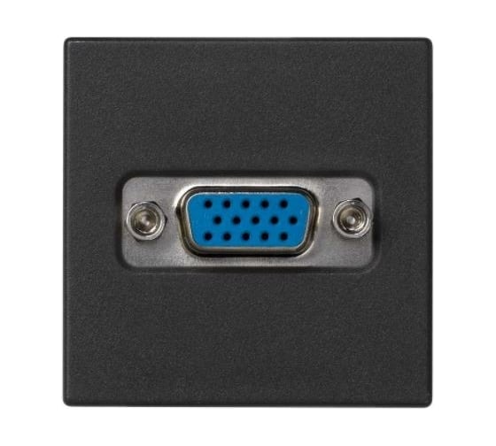 Плата с разъёмом VGA Simon, D-sub, 15 pin, К45, винтовой зажим, мама, графит K100B-14