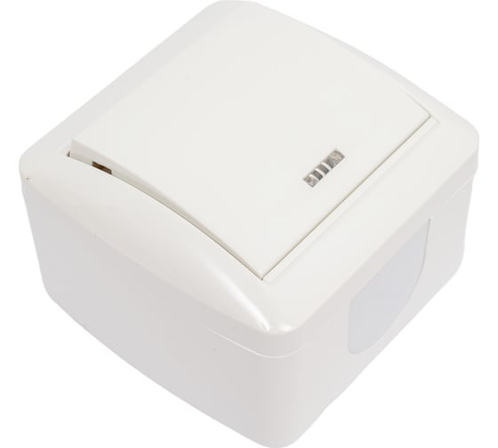 1-клавишный выключатель TDM ELECTRIC открытой установки с подсветкой IP44 10А белый "Селигер" SQ1818-0003