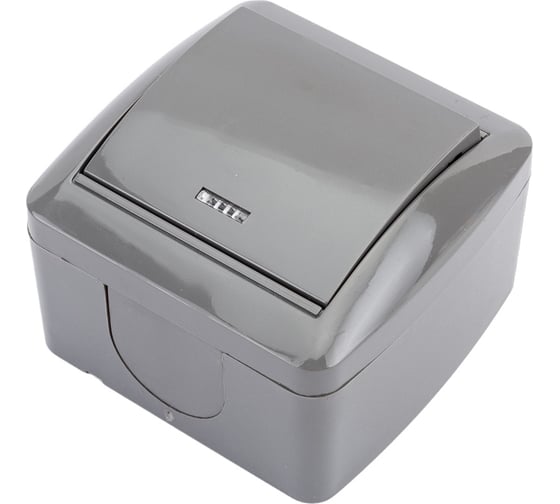 1-клавишный выключатель TDM открытой установки с подсветкой IP44 10А серый "Селигер" SQ1818-0103