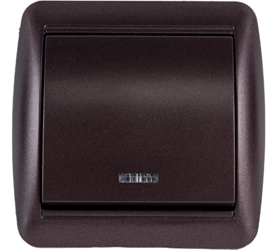 1-клавишный выключатель TDM ELECTRIC открытой установки с подсветкой IP44 10А шоколад "Селигер" SQ1818-0203