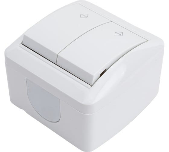 2-клавишный выключатель на 2 направления TDM ELECTRIC открытой установка IP44 10А белый "Селигер" SQ1818-0012