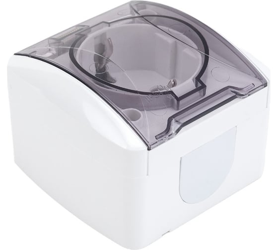 Розетка TDM ELECTRIC 2П+3 открытой установки IP54 16А с прозрачной крышкой белая "Селигер" SQ1818-0007