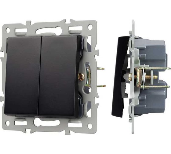 Механизм выключателя двухклавишный непроходной Arlight SWT-MK02-PL-BK 1шт 043725