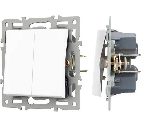 Механизм выключателя двухклавишный непроходной Arlight SWT-MK02-PL-WH 1шт 043724