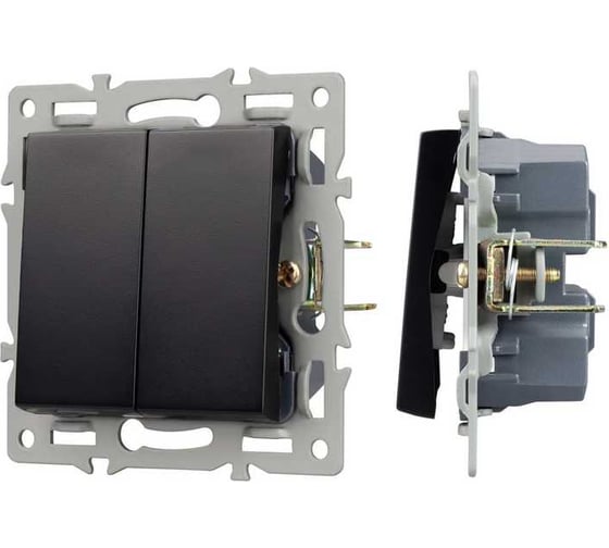 Механизм выключателя двухклавишный проходной Arlight SWT-MKP2-PL-BK 1шт 043728