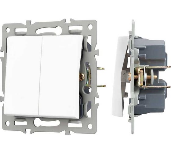 Механизм выключателя двухклавишный проходной Arlight SWT-MKP2-PL-WH 1шт 043727