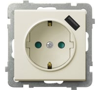 Розетка Ospel Sonata 1-я с/з Schuko+USB-зарядное, устройство, бежевый GP-1RSPUSB/m/27