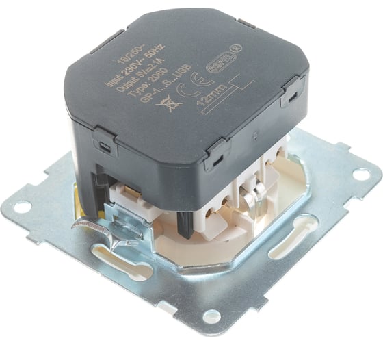 Розетка Ospel Sonata 1-я с/з Schuko+USB-зарядное, устройство, бежевый GP-1RSPUSB/m/27