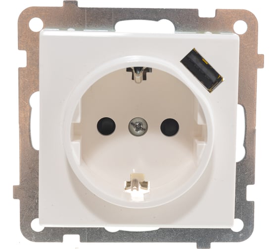 Розетка Ospel Sonata 1-я с/з Schuko+USB-зарядное, устройство, бежевый GP-1RSPUSB/m/27