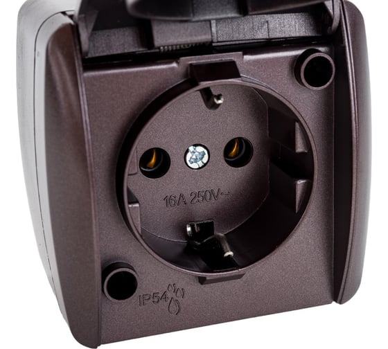 Розетка TDM ELECTRIC 2П+3 открытой установки IP54 16А с крышкой шоколад "Селигер" SQ1818-0213