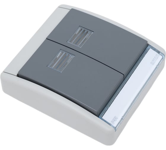 Рамка для двухклавишного выключателя Simon, 2 клавиши S27, IP55, S44 Aqua, серый 4400026-035