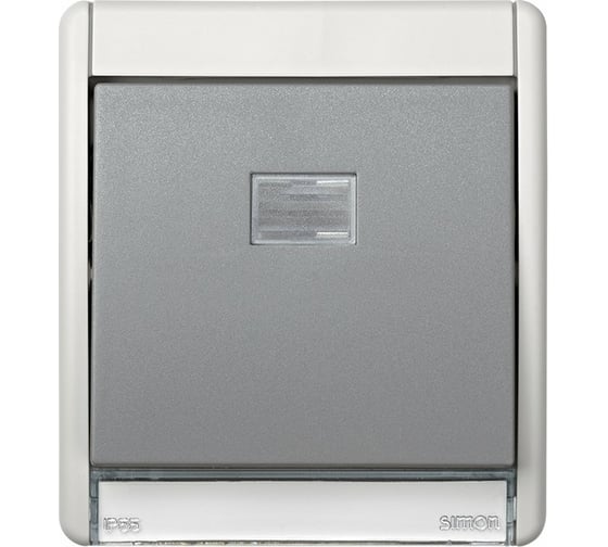 Рамка для одноклавишного выключателя Simon, S27, IP55, S44 Aqua, серый 4400010-035 1