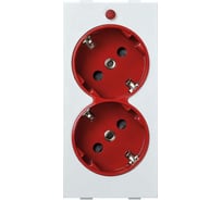 Розетка с заземлением Simon, 2x2PE, сдвоенная, S-модуль, с индикатором 16А, 250 белый красный S1-6-9