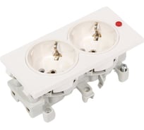 Розетка с заземлением Simon, 2x2PE, сдвоенная, S-модуль, с индикатором 16А, 250В, белый S1-9